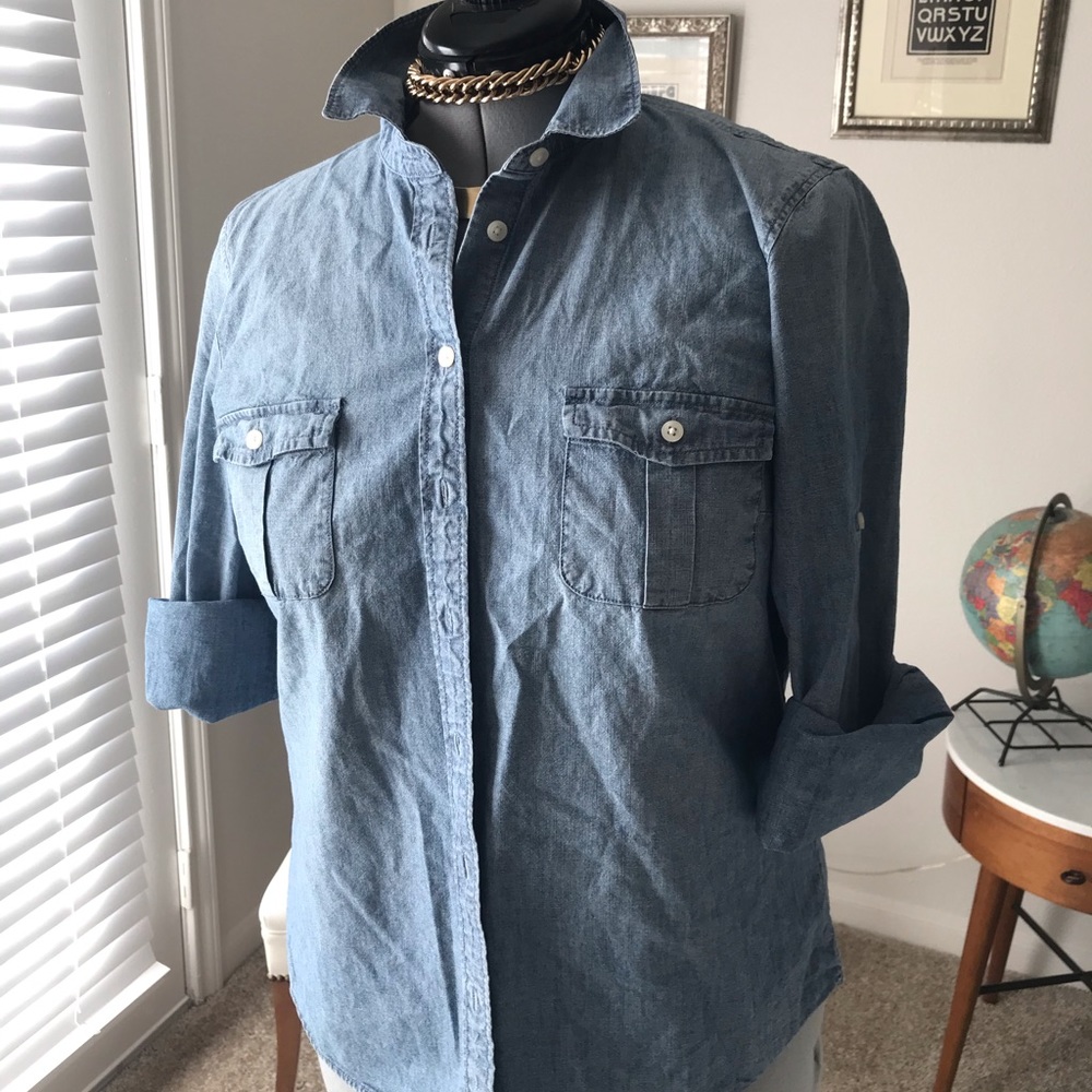 J. Crew Chambray Utility Button Down - image 2